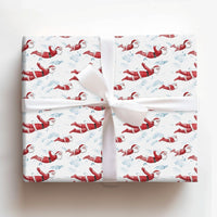 Watercolor Holiday Gift Wrap, Flying Santa Christmas Wrapping Paper, Whimsical Sky Santa Wrapping Paper, Secret Santa Xmas Present Gift Wrap