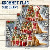 Santa Hat Dog Winter Flag, Golden Retriever Christmas House Flag, Double-Sided Holiday Yard Flag, Golden Retriever Decor, Dog Lover Present