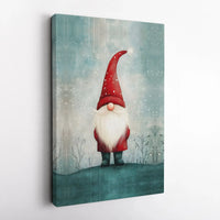 Snowy Winter Landscape Canvas Print, Christmas Gnome Canvas Wall Art, Holiday Gnome Canvas Decor, Festive Christmas Season Wall Art
