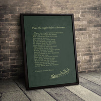 Festive Holiday Canvas Wall Art, Twas the Night Before Christmas Poem Canvas, Classic Xmas Story Canvas, Vintage Christmas Wall Decor Present