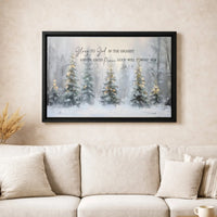 Glory to God Canvas Print, Luke 2 14 Christmas Canvas Wall Art, Religious Winter Forest Canvas Decor, Scripture Holiday Bible Verse Art Present