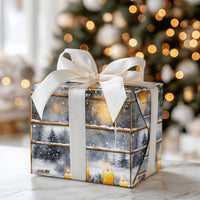 Comfy Candlelight Holiday Gift Wrap, Winter Window Scene Wrapping Paper, Snowy Landscape Christmas Wrapping Paper, Festive Xmas Present Wrap