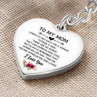 Sentimental Message Heart Charm Keyring from Son, To My Mom Heart Keychain, Surgical Steel Mom Keychain, Christmas Birthday Present for Mother