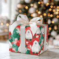 Abominable Snowman Holiday Gift Wrap, Adorable Yeti Christmas Wrapping Paper, Watercolor Yeti Wrapping Paper, Kids Festive Xmas Gift Wrap