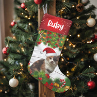 Custom Name Pet Holiday Stocking, Personalized Cat Christmas Stocking, Adorable Kitty Christmas Stocking, Pet Lover Fireplace Mantel Decor Present