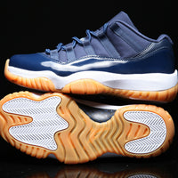 Low Top Sneakers, Navy Orange Colorway, Lace Up Design, Casual Gift for Sneaker Fans