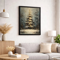 Snowy Winter Forest Oil Painting Print, Christmas Tree Canvas Wall Art, Holiday Tree Digital Download, Comfy Festive Christmas Decor Present