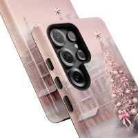 Winter Palace Holiday Samsung Galaxy Case, Pink Christmas Tree Phone Case, Girly Pink Xmas Phone Cover, Festive Bow Ornament Case