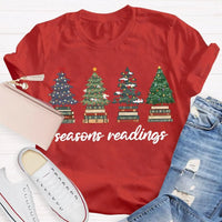 Festive Reading Season Graphic Tee, Christmas Trees and Books T-Shirt, Book Lover Christmas Shirt, Bookish Holiday Shirt, Reader Xmas Present