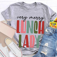 Very Merry Holiday Shirt, Lunch Lady Christmas T-Shirt, School Cafeteria Graphic Tee, Humorous Christmas Lunch Lady Tee, School Staff Present