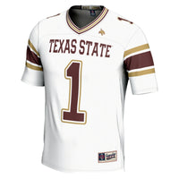 #1 Texas State Bobcats Endzone Football Jersey - White