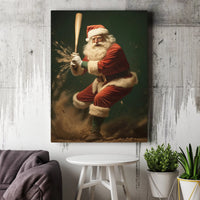 Christmas Sports Canvas Print, Santa Claus Baseball Canvas Wall Art, Holiday Baseball Player Canvas Art, Festive Winter Sports Fan Present