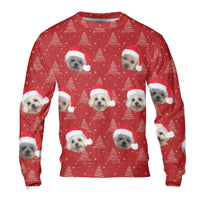 Personalized Pet Face Santa Hat Sweatshirt, Custom Dog Photo Sweatshirt, Humorous Dog Lover Christmas Sweatshirt, Custom Holiday Sweater