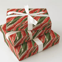 Abstract Modern Christmas Gift Wrap, Red and Green Brushstroke Wrapping Paper, Artistic Holiday Wrapping Paper Roll, Elegant Present Wrap