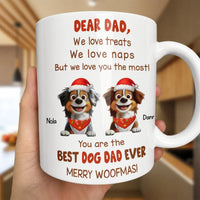 Dear Dad from the Dogs Holiday Mug, Best Dog Dad Ever Ceramic Mug, Humorous Pet Parent Coffee Cup, Christmas Present for Dog Lovers
