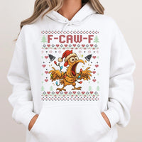 F-Caw-F Holiday Sweatshirt, Humorous Chicken Ugly Christmas Hoodie, Rooster Humor Xmas Hoodie, Festive Pullover Hoodie, Secret Santa Present