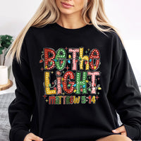 Matthew 5:14 Christmas Lights Sweater, Be the Light Sweatshirt, Religious Christian Faith Crewneck, Bible Verse Holiday Pullover