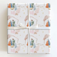 Minimalist Holy Family Gift Wrap, Watercolor Nativity Wrapping Paper, Religious Christmas Wrapping Paper, Christian Holiday Gift Wrap Roll