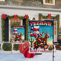 Yeehaw Christmas Yard Flag, Texas Cowboy Santa Riding Reindeer Garden Flag, Double Sided Western Holiday Flag, Texan Outdoor Decor