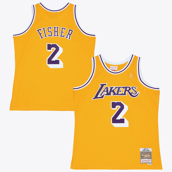 Los Angeles Lakers Derek Fisher 1996 Swingman Authentic Jersey - Light Gold
