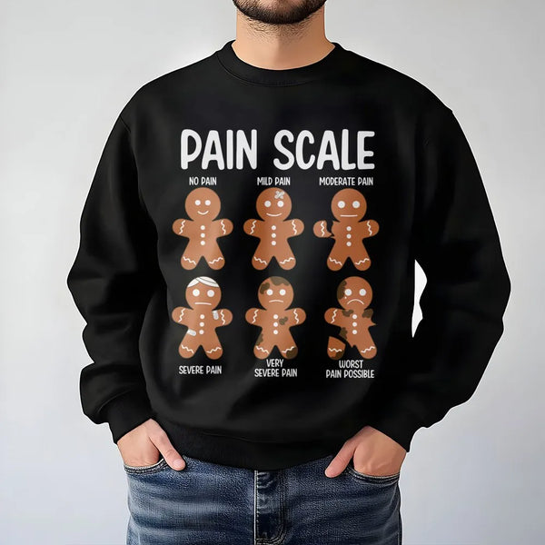 Humorous Nurse Christmas Sweatshirt, Pain Scale Gingerbread Sweatshirt, Medical Ugly Sweater Crewneck, Holiday Present Nurse 
