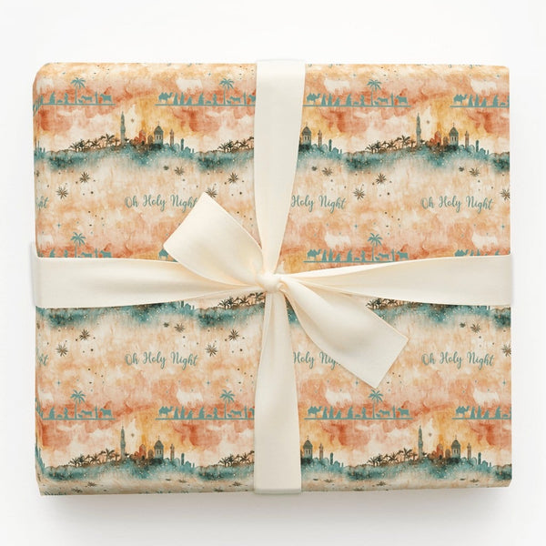 Oh Holy Night Wrapping Paper, Nativity Scene Wrapping Paper, Watercolor Christmas Wrapping Paper, Religious Holiday Gift Wrap