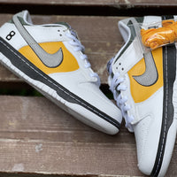 Low Top Sneakers, White Yellow Gray Colorway, Lace Up Design, Casual Gift for Sneaker Fans