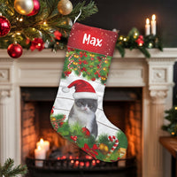 Custom Name Pet Stocking, Personalized Cat Christmas Stocking, Adorable Kitten Christmas Stocking, Pet Lover Fireplace Mantle Holiday Decor