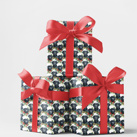 Adorable Dog Holiday Gift Wrap, Black Labrador Christmas Wrapping Paper, Puppy Holly Berry Wrapping Paper, Dog Lover Xmas Gift Wrapping Paper