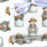 Western Christmas Gift Wrap, Cowboy Snowman Wrapping Paper, Watercolor Winter Cowboy Holiday Wrapping Paper, Rustic Holiday Gift Wrap Roll