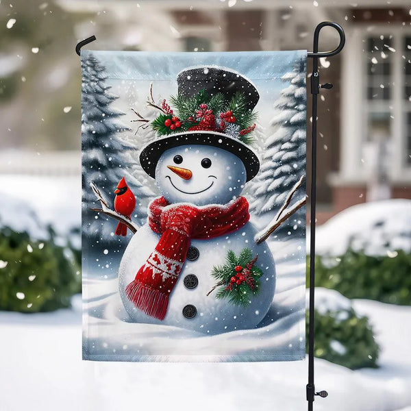 Double Sided Christmas Yard Flag, Snowman Welcome Winter Garden Flag, Holiday Snowman Lawn Flag, Winter Outdoor Decor Present