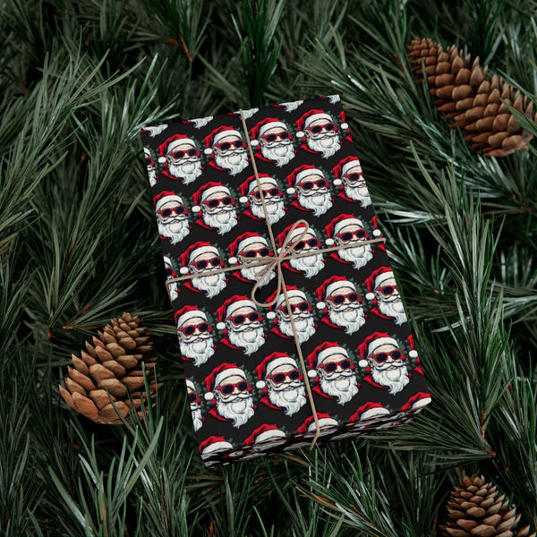 Edgy Gothic Christmas Gift Wrap Roll, Santa Skull Wrapping Paper, Alternative Holiday Wrapping Paper, Unique Cool Present Wra
