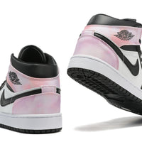 Sneakers, Black White Pink Colorway, Tie Dye Pattern, Lace Up Design, Casual Gift for Sneaker Fans