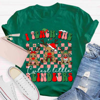 I Teach the Cutest Little Reindeers Shirt, Teacher Christmas T-Shirt, Humorous Holiday Educator Graphic Tee, Xmas Teacher Present
