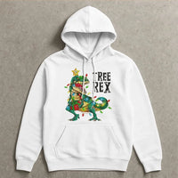 Humorous Dinosaur Xmas Sweatshirt, Tree Rex Christmas Hoodie, Adorable T-Rex Holiday Pullover, Family Matching Christmas Graphic Hoodie
