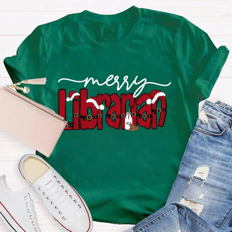 Merry Christmas Bookish T-Shirt, Librarian Christmas Shirt, Holiday Book Lover Graphic Tee, Reading Teacher Winter Holiday Shirt Present