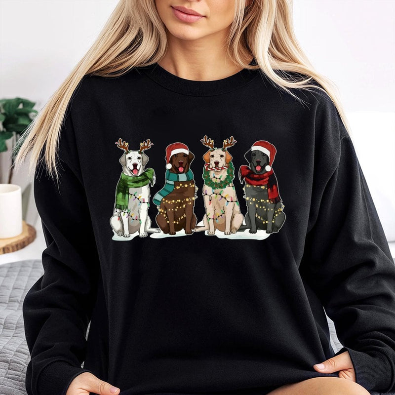 Festive Dog Antlers Crewneck, Christmas Labrador Sweatshirt, Holiday Labrador Sweater, Reindeer Dog Graphic Pullover, Dog Lover Xmas Present