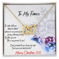 Cubic Zirconia Linked Hearts Pendant, Fiance Promise Interlocking Hearts Necklace, Polished Surgical Steel Christmas Jewelry Present