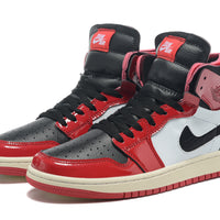 Sneakers, Red Black White Colorway, Patent Leather Footwear, Lace Up Design, Casual Gift for Sneaker Fans