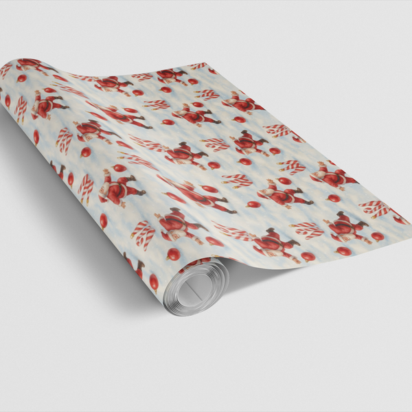 Humorous Christmas Bowler Gift Wrap, Bowling Santa Wrapping Paper, Retro Holiday Sport Wrapping Paper, Winter Xmas Gift Wrap 