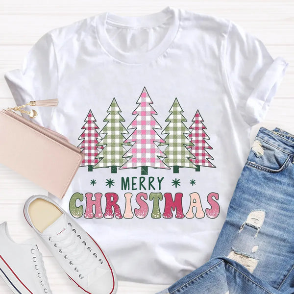 Pink Bow Aesthetic Holiday Graphic Tee, Coquette Christmas Tree T-Shirt, Girly Winter Vacation Shirt, Vintage Christmas Prese