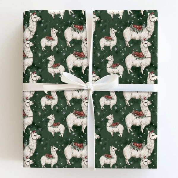 Winter Animal Gift Wrap, Christmas Llama Wrapping Paper, Adorable Holiday Llama Paper, Festive Present Wrap, Whimsical Gift W