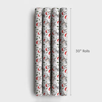 Adorable White Animal Gift Wrap, Santa Hat Elephant Christmas Wrapping Paper, Festive Pine Elephant Wrapping Paper, Holiday Gift Wrapping Paper