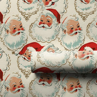 Retro Christmas Gift Wrap, Vintage Santa Claus Faces Wrapping Paper, Classic Holiday Wrapping Paper, Nostalgic Santa Present Paper Roll