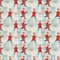 Running Santa and Mrs Claus Gift Wrap, Cardio Santa Wrapping Paper, Humorous Fitness Christmas Present Paper Roll, Holiday Wrapping Paper