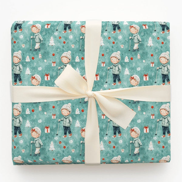 Watercolor Kids Christmas Gift Wrap, Winter Children Wrapping Paper, Whimsical Holiday Wrapping Paper, Adorable Seasonal Gift