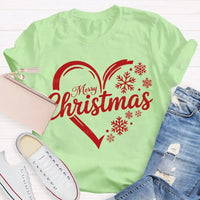 Festive Holiday Snowflake Christmas Shirt, Christmas Snowflakes and Hearts T-Shirt, Adorable Winter Graphic Tee, Holiday Present Christmas T-Shirt