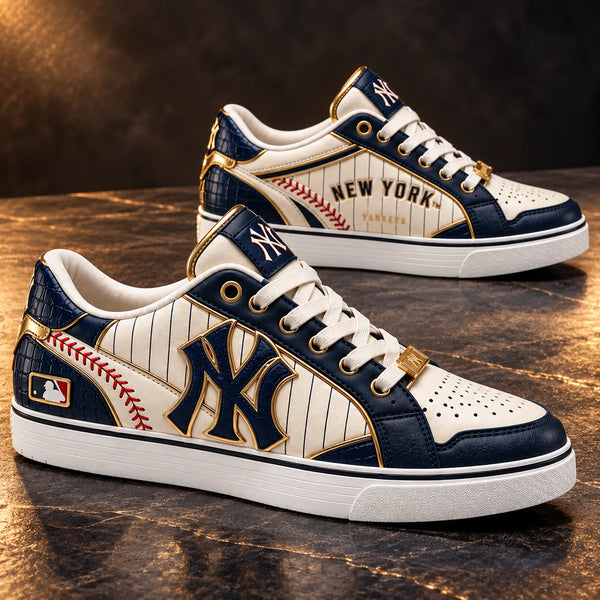NYY Pinstripes and Gold - Low-Top Sneakers with Quiet Swagger - main