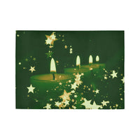 Holiday Star Hallway Rug, Christmas Candles Runner Rug Green, Non-Slip Festive Kitchen Runner Rug, Winter Long Floor Mat, Xmas Decor