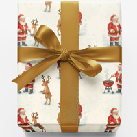 Humorous Barbecue Christmas Gift Wrap, Merry Grillmas BBQ Santa Wrapping Paper, Holiday Cookout Gift Wrap, BBQ Lover Christmas Wrapping Paper